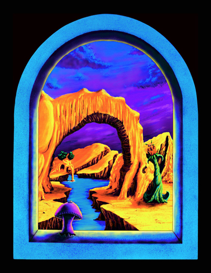 Triassic Pond, blacklight poster,